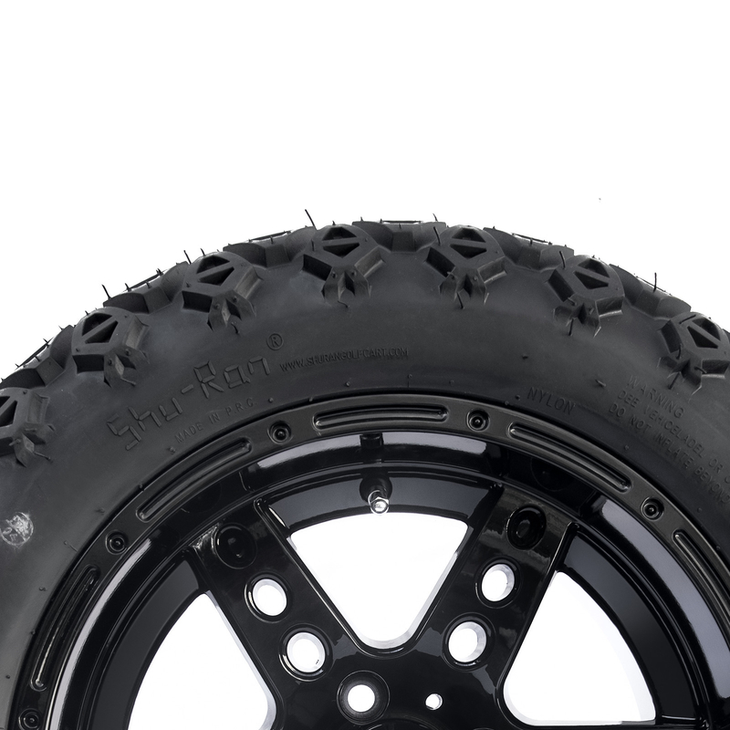 DOT 14 Inch Golf Cart Koła i opony 22x10-14 All Terrain Gloss Czarny 6 szpików