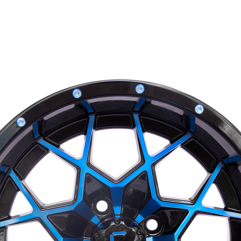 Zastosowalne 14 cali Koła golfowe Rims Błękitne Błyskotliwe Czarne Aluminiowe Rims ET-25