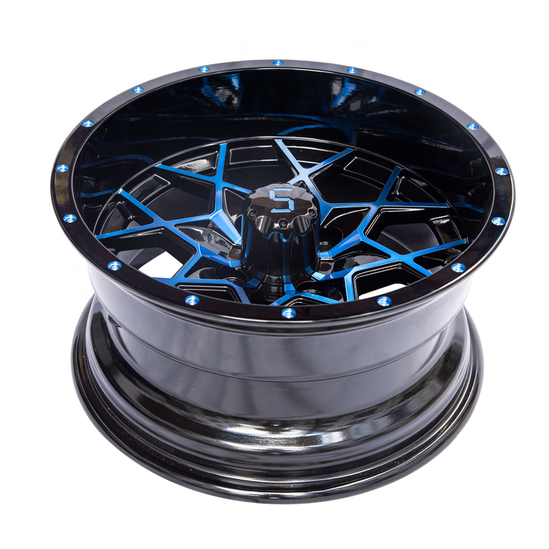 Zastosowalne 14 cali Koła golfowe Rims Błękitne Błyskotliwe Czarne Aluminiowe Rims ET-25