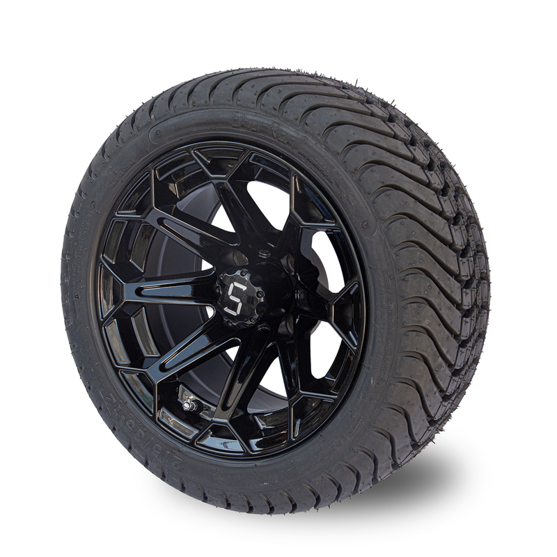 ShuRan Gloss Black 12 Inch Golf Cart Koła i opony 215/35-12 Opona DOT zatwierdzona