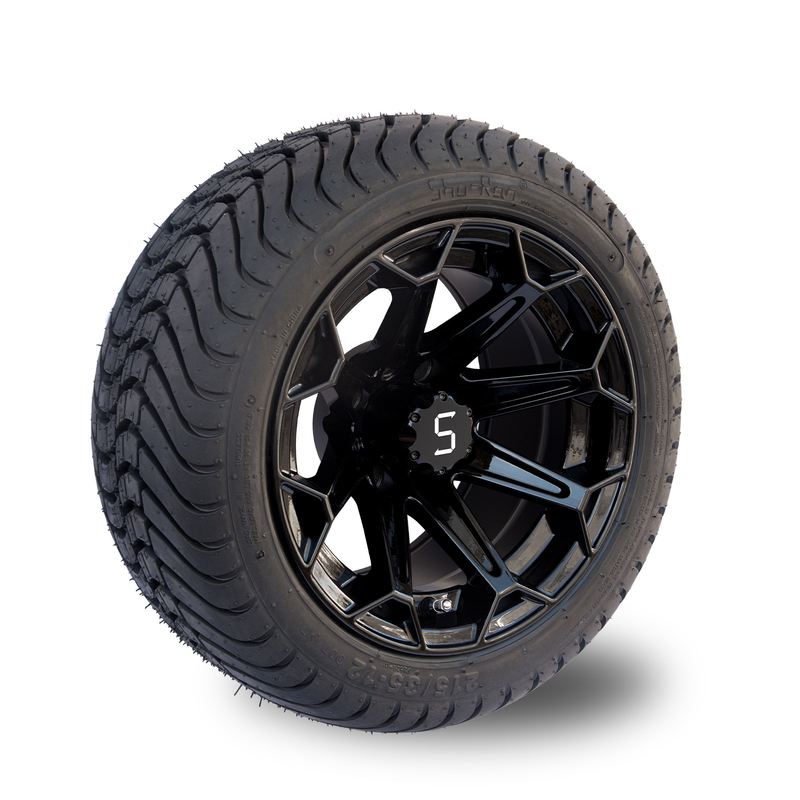 ShuRan Gloss Black 12 Inch Golf Cart Koła i opony 215/35-12 Opona DOT zatwierdzona
