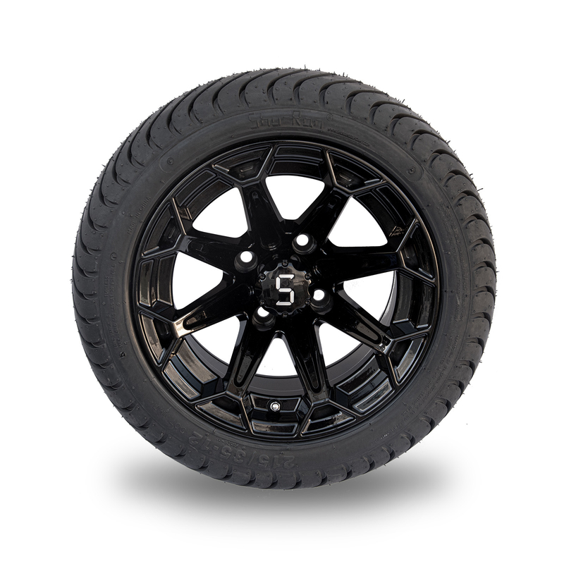 ShuRan Gloss Black 12 Inch Golf Cart Koła i opony 215/35-12 Opona DOT zatwierdzona