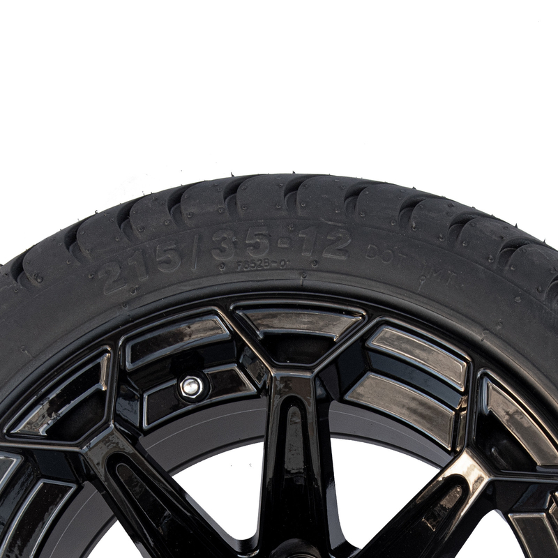 ShuRan Gloss Black 12 Inch Golf Cart Koła i opony 215/35-12 Opona DOT zatwierdzona