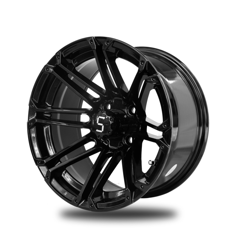 Felgi do wózka golfowego 12x7, błyszcząca czerń, felga aluminiowa, rozstaw śrub 4x4, 101.6 PCD