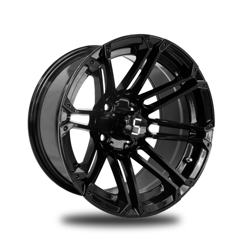Felgi do wózka golfowego 12x7, błyszcząca czerń, felga aluminiowa, rozstaw śrub 4x4, 101.6 PCD