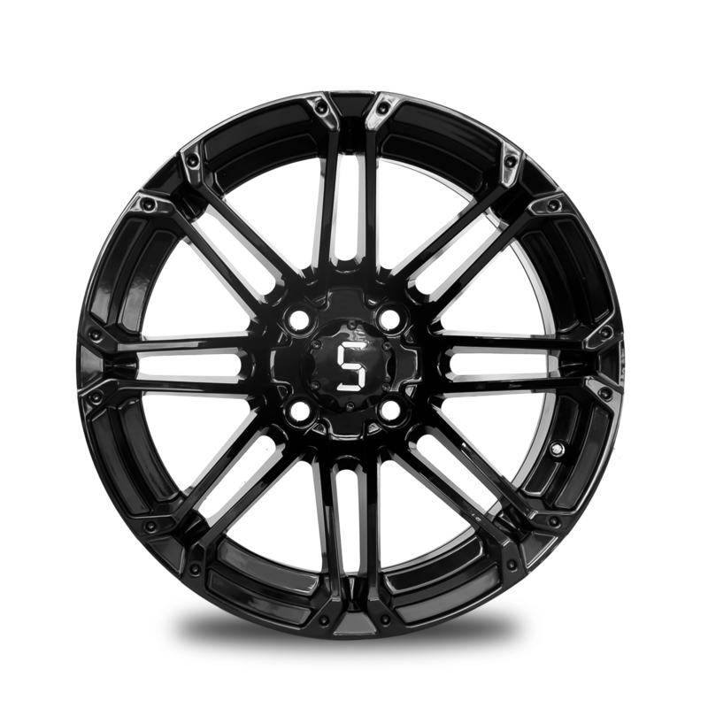Felgi do wózka golfowego 12x7, błyszcząca czerń, felga aluminiowa, rozstaw śrub 4x4, 101.6 PCD