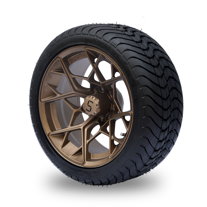 Bronze 14 Inch Golf Cart Wheel And Tire Combo 225/30-14 4PLY DOT zatwierdzone