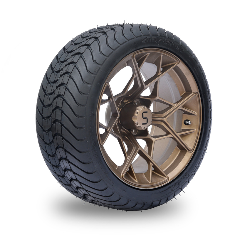 Bronze 14 Inch Golf Cart Wheel And Tire Combo 225/30-14 4PLY DOT zatwierdzone