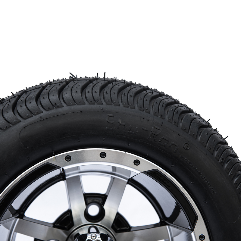 Golf Cart 10' Rims And 205/50-10 DOT Street Tire Combo - Maszynowany/Glossy Black