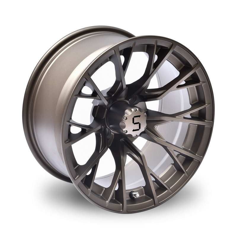 Felgi i opony do wózka golfowego 14 cali, kolor Gunmetal, rozstaw śrub 4/101.6, Shuran New Starshine-419
