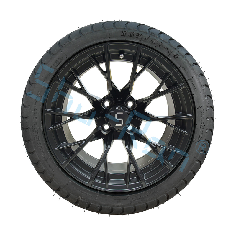 Sprzedaż hurtowa Glossy Black 14 cala Koła z DOT Approve opony do wózków golfowych