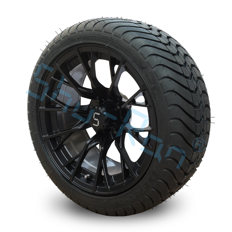 Sprzedaż hurtowa Glossy Black 14 cala Koła z DOT Approve opony do wózków golfowych