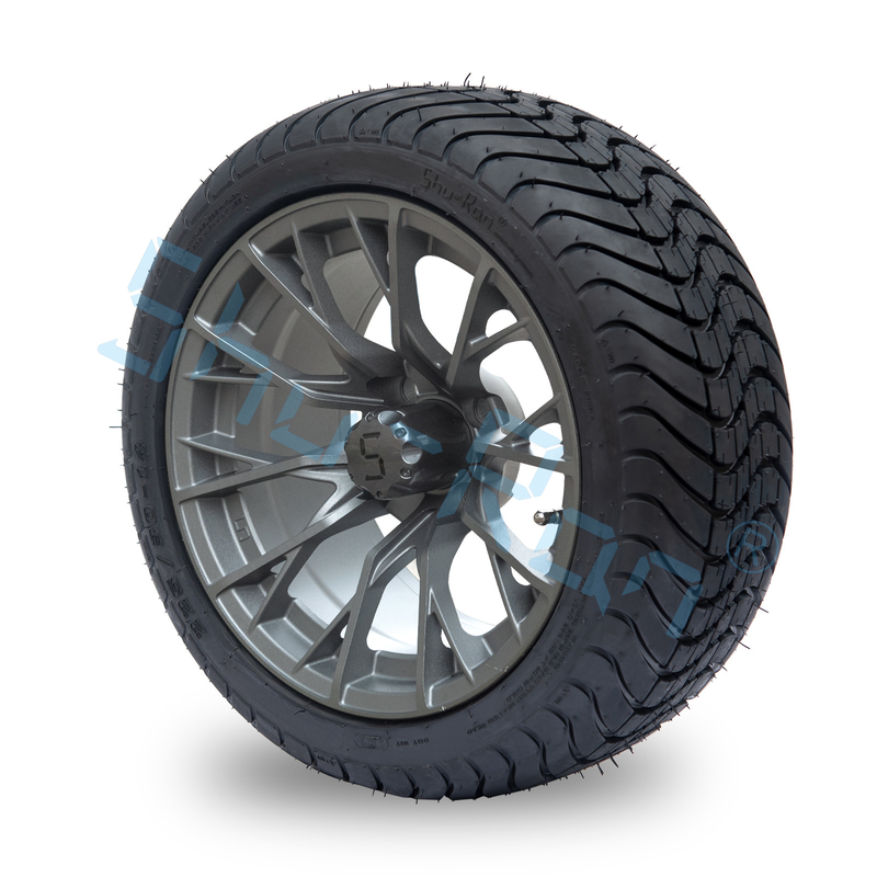 Sprzedaż hurtowa 14' Gunmetal Finished Alloy Golf Cart Wheels, ATV UTV 225/30-14 Street Tubeless Tires with Rims