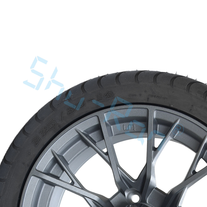 Sprzedaż hurtowa 14' Gunmetal Finished Alloy Golf Cart Wheels, ATV UTV 225/30-14 Street Tubeless Tires with Rims