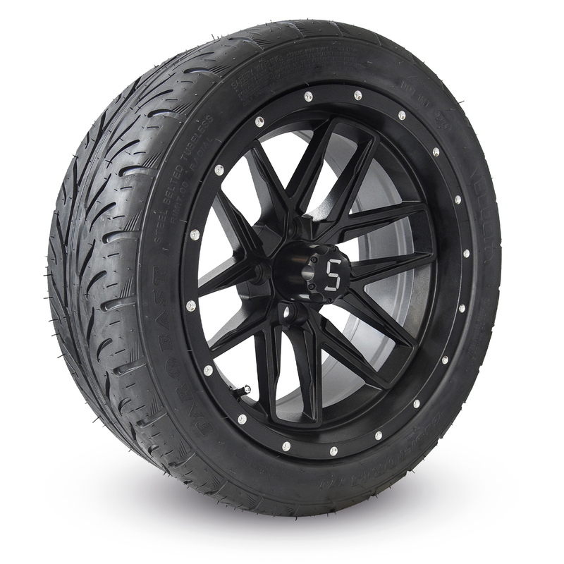 215/40R 15 calowe matowe czarne felgi i opony do wózków golfowych, łatwe w montażu