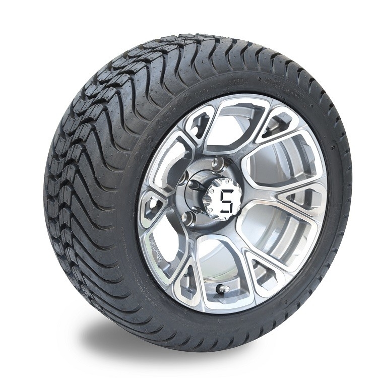 Zestaw koła golfowego 12'' ze stopu aluminium i opony ulicznej 215/35-12 DOT - Obrabiane/Gunmetal