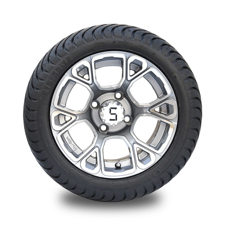 Zestaw koła golfowego 12'' ze stopu aluminium i opony ulicznej 215/35-12 DOT - Obrabiane/Gunmetal