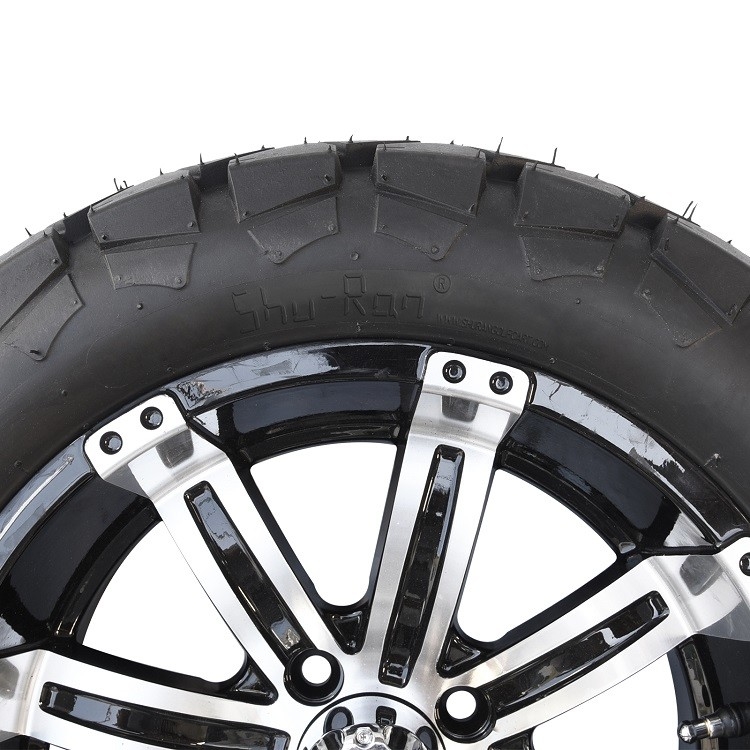 Zestaw koła aluminiowego 14'' do wózka golfowego i opony terenowej 22x10-14 DOT - Obrabiane/Błyszcząca czerń