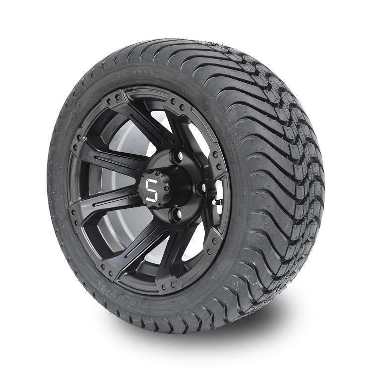 12-calowe matowe czarne felgi do wózka golfowego i opony uliczne 215/35-12, rozstaw śrub 4x4, z homologacją DOT