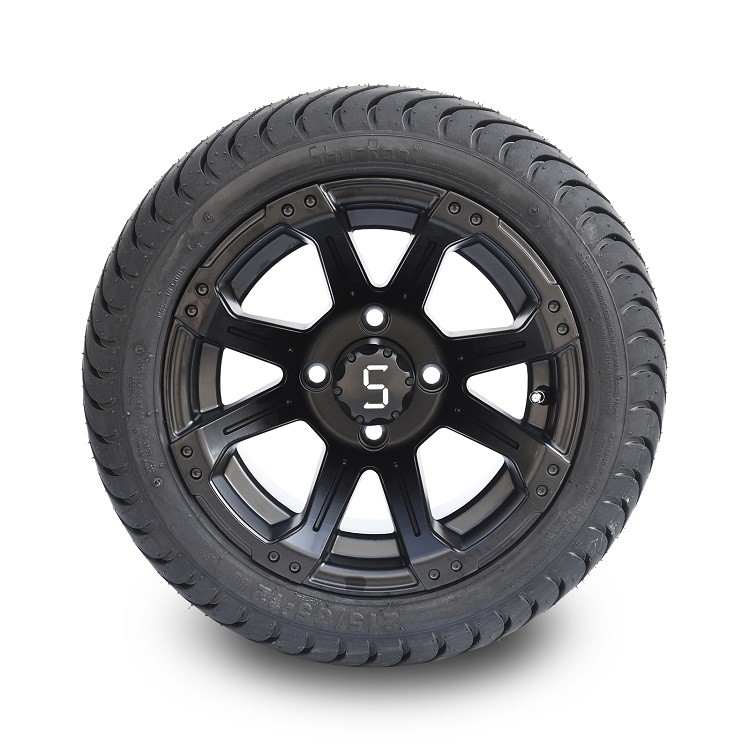 12-calowe matowe czarne felgi do wózka golfowego i opony uliczne 215/35-12, rozstaw śrub 4x4, z homologacją DOT