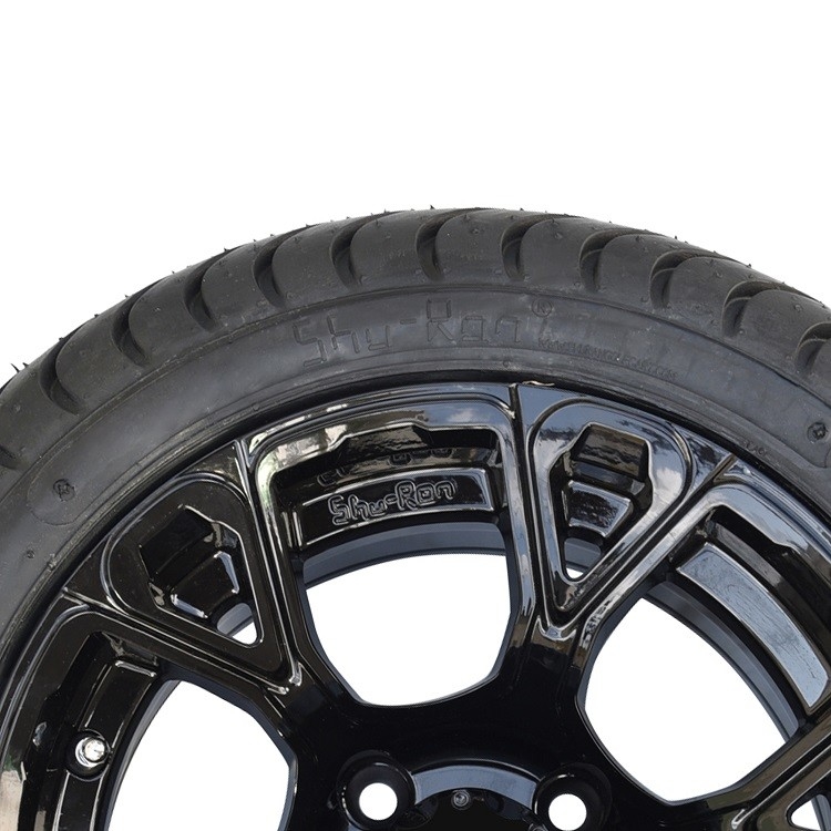 Shu-Ran New Exclusive 12' Glossy Black Golf Cart Wheel i 215/35-12 DOT Street Tire Combo