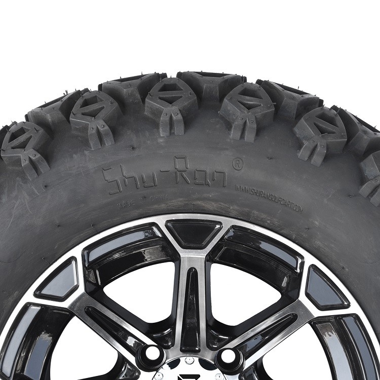 12' Golf Cart Aluminium Rims & 23x10.5-12 Wszystkie opony terenowe Combo - Stworzone / Glossy Black