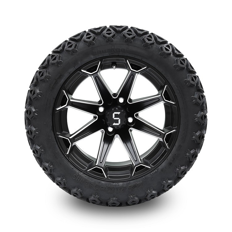 14' / Matte czarne koła golfowe i opony DOT terenowe 22x10-14