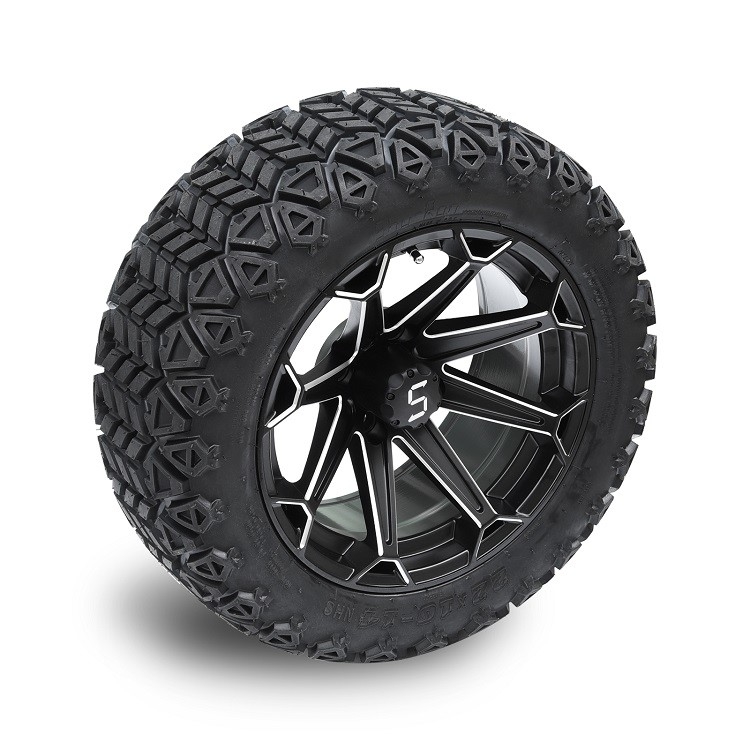 14' / Matte czarne koła golfowe i opony DOT terenowe 22x10-14