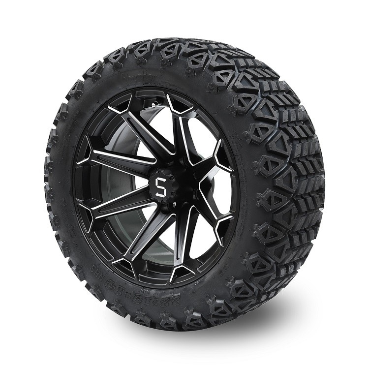 14' / Matte czarne koła golfowe i opony DOT terenowe 22x10-14