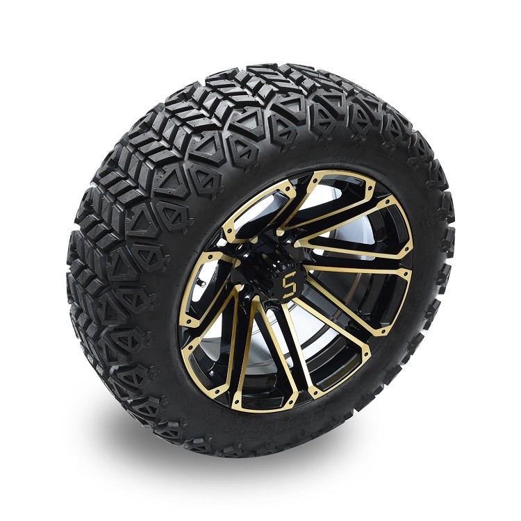 Wózek golfowy 14'' Złote/Błyszczące Czarne Felgi i Opony 22*10-14 DOT Off-Road Wymagany Lift