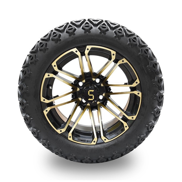 Wózek golfowy 14'' Złote/Błyszczące Czarne Felgi i Opony 22*10-14 DOT Off-Road Wymagany Lift
